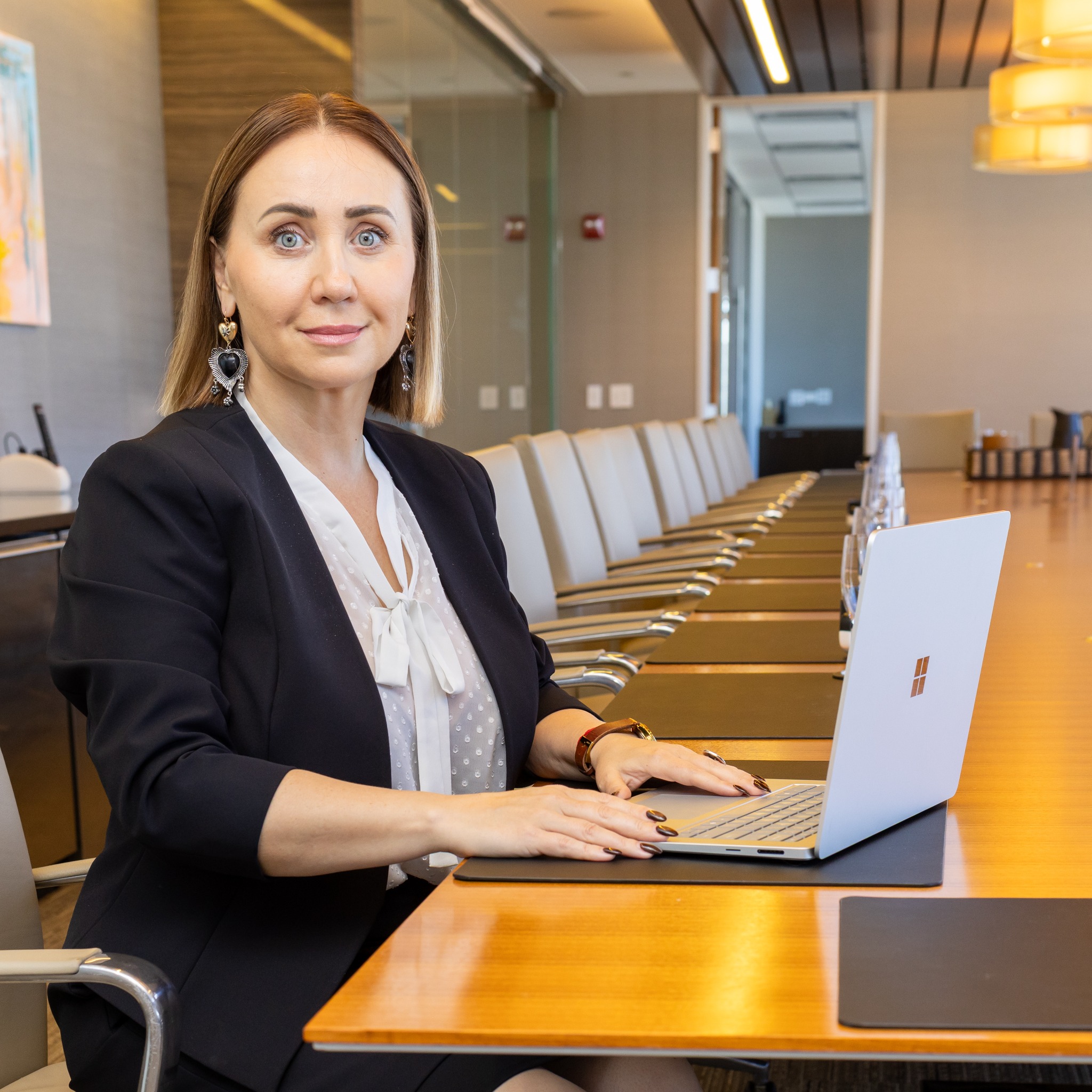 Alexandra Sokolenko at a business consultation table